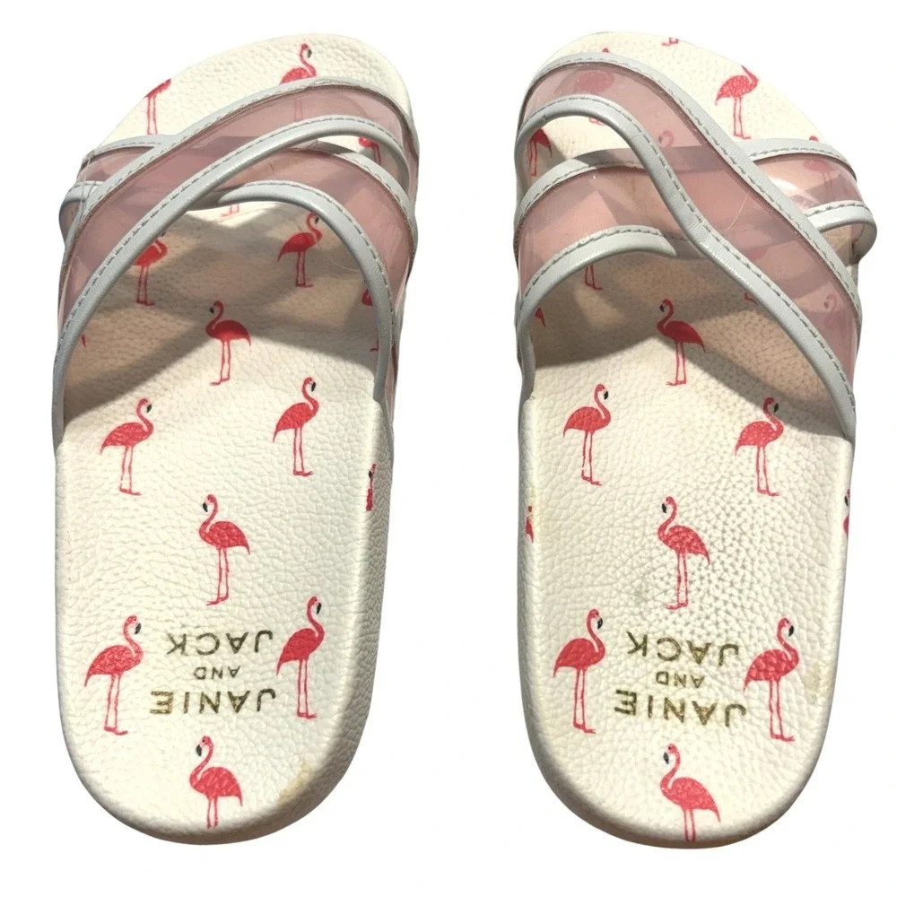 Janie and Jack Slide Sandals Girls Size 11 Pink Flamingo Crisscross Strap Water